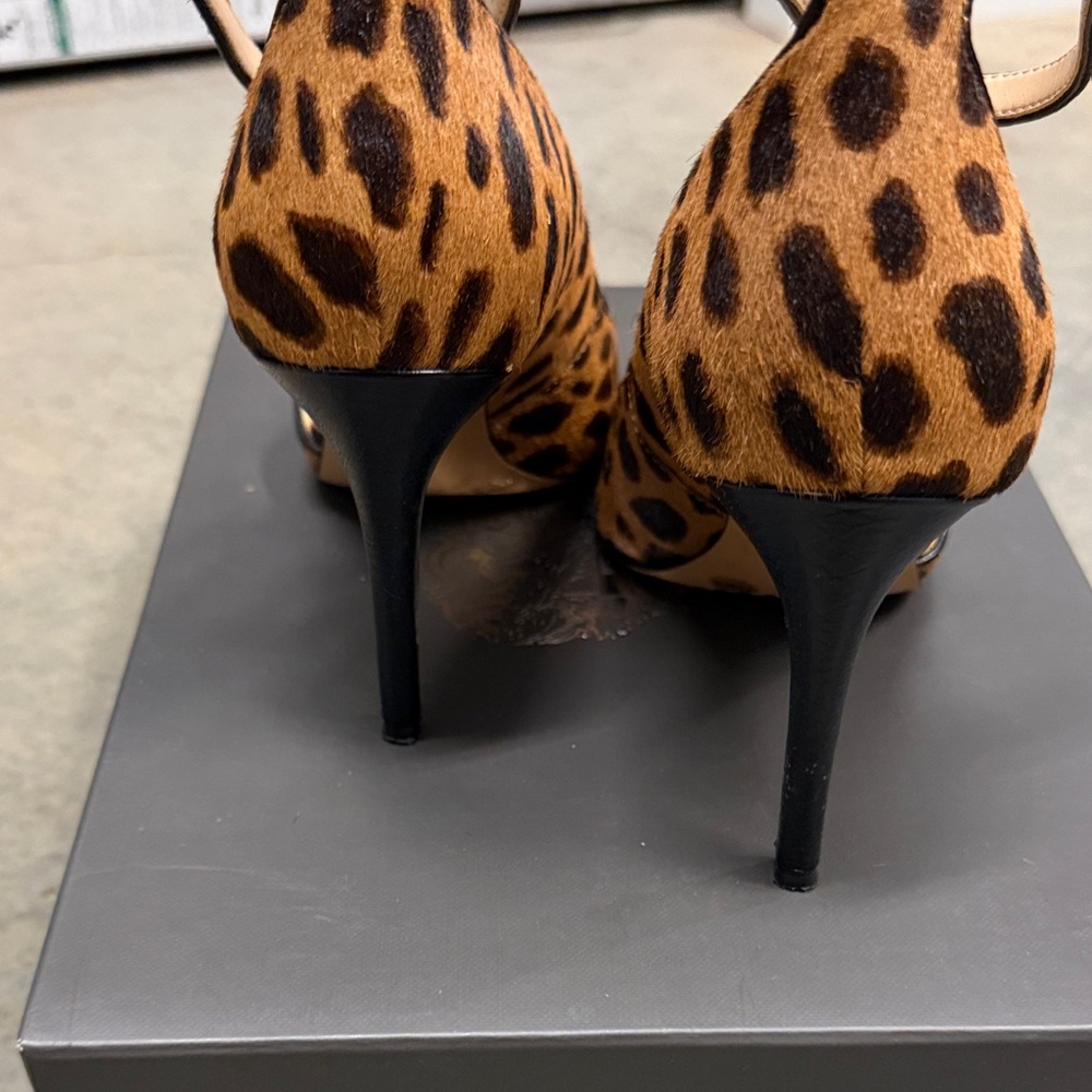 Vince Camuto Leopard Print Pointed Toe Slingback Heels - Brown & Black - Picture 5 of 6